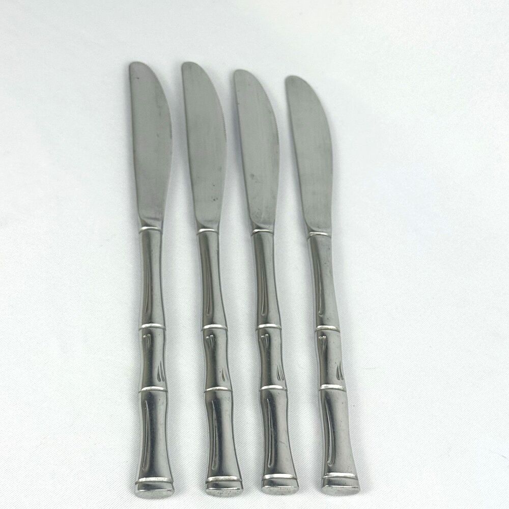 Imperial Tahitian Vintage Stainless Flatware Bamboo Korea Set of 4 Dinner Knives
